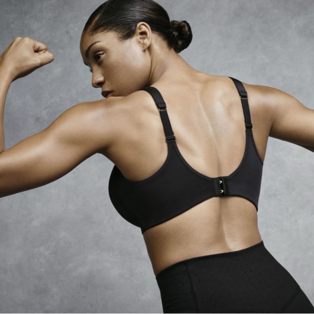 Nike Pro Hero 360 Support Sports Bra - Black/Green - Picture 6 of 12